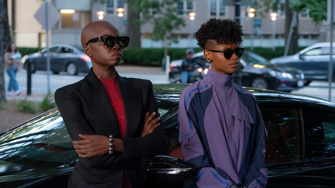 Danai Gurira and Letitia Wright in Black Panther: Wakanda Forever