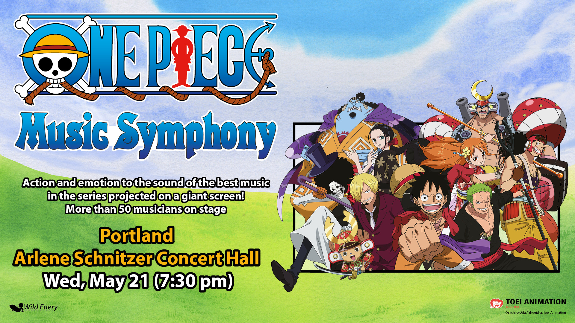 One Piece Music Symphony Infographic with Concert Title, Description, and Information.