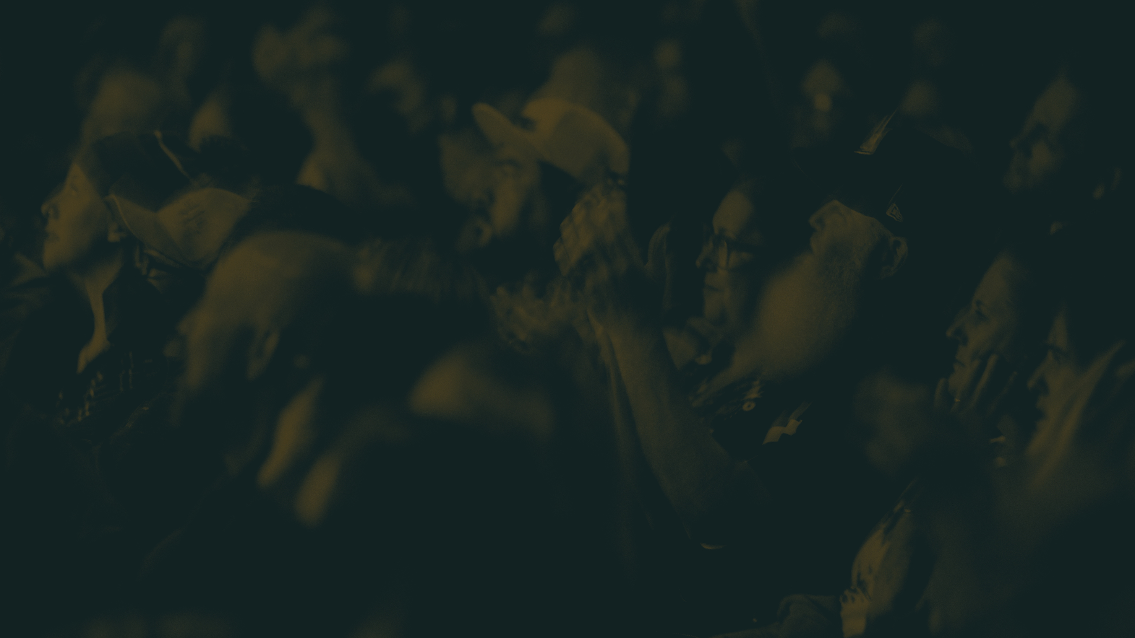 A stylized, monochromatic image of a concert audience.
