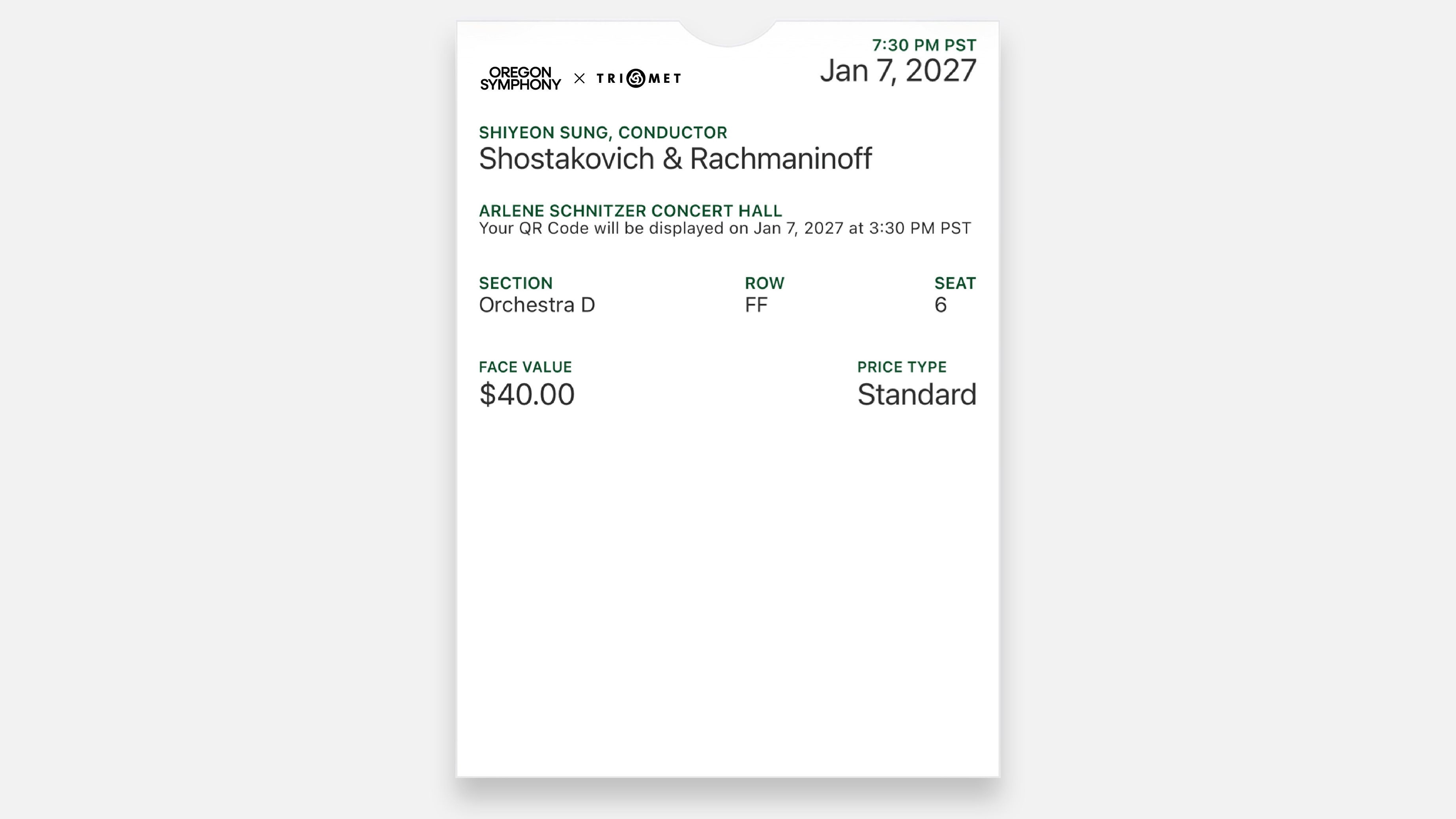 Oregon Symphony digital ticket