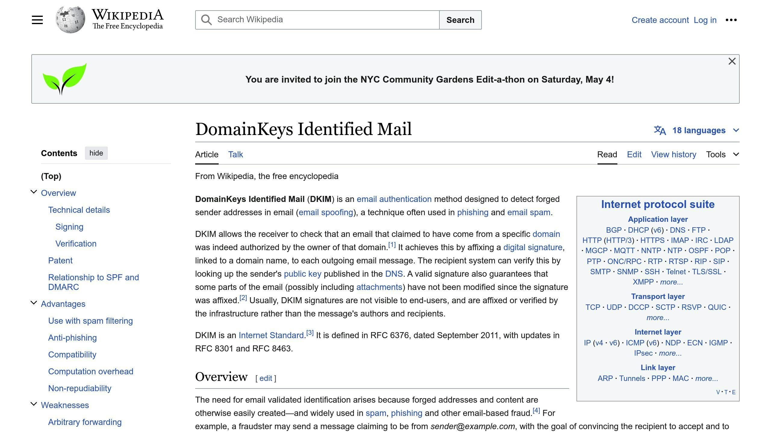 Wikipedia.org DomainKeys Identified Mail