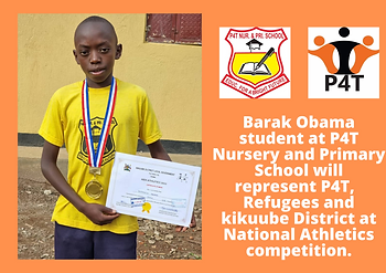 Student will represent P4T, Refugees and Kikuube District at National Athletics