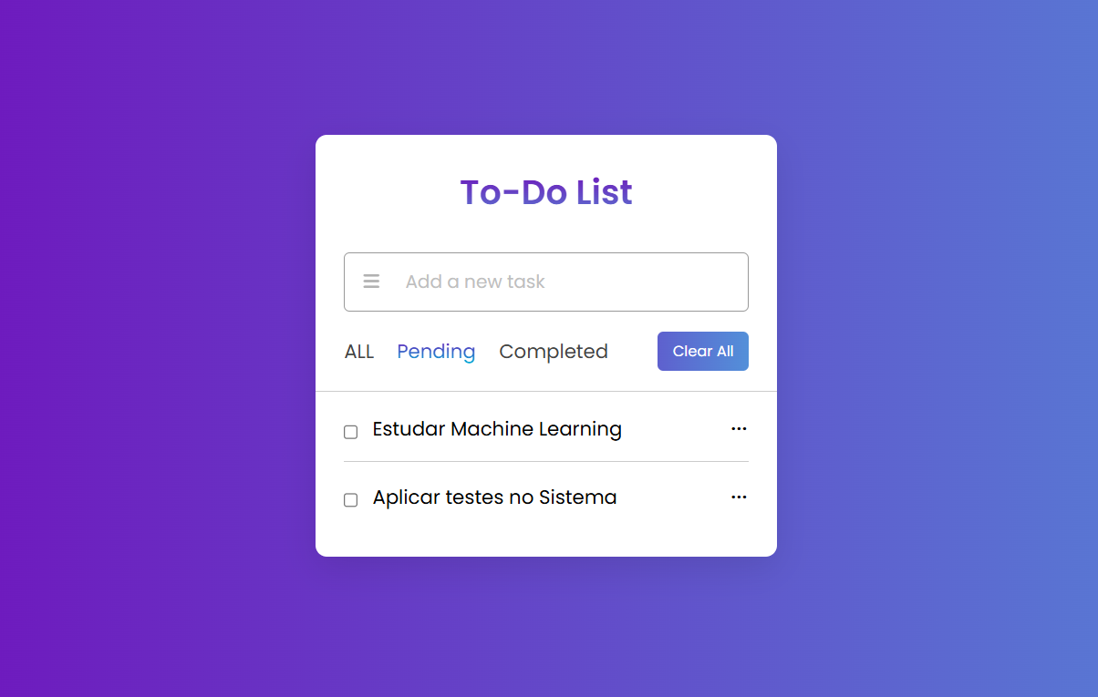 Imagem da sessão Tarefas Pendentes