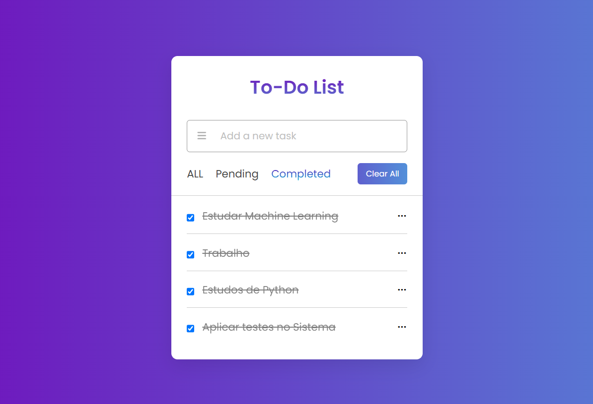 Imagem da sessão Tarefas Concluídas
