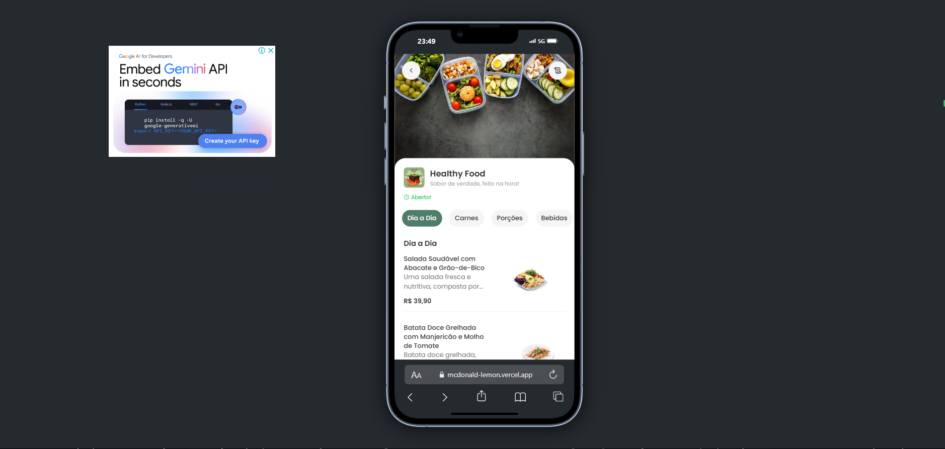 Imagem da sessão Home Page - With Menu Groups
