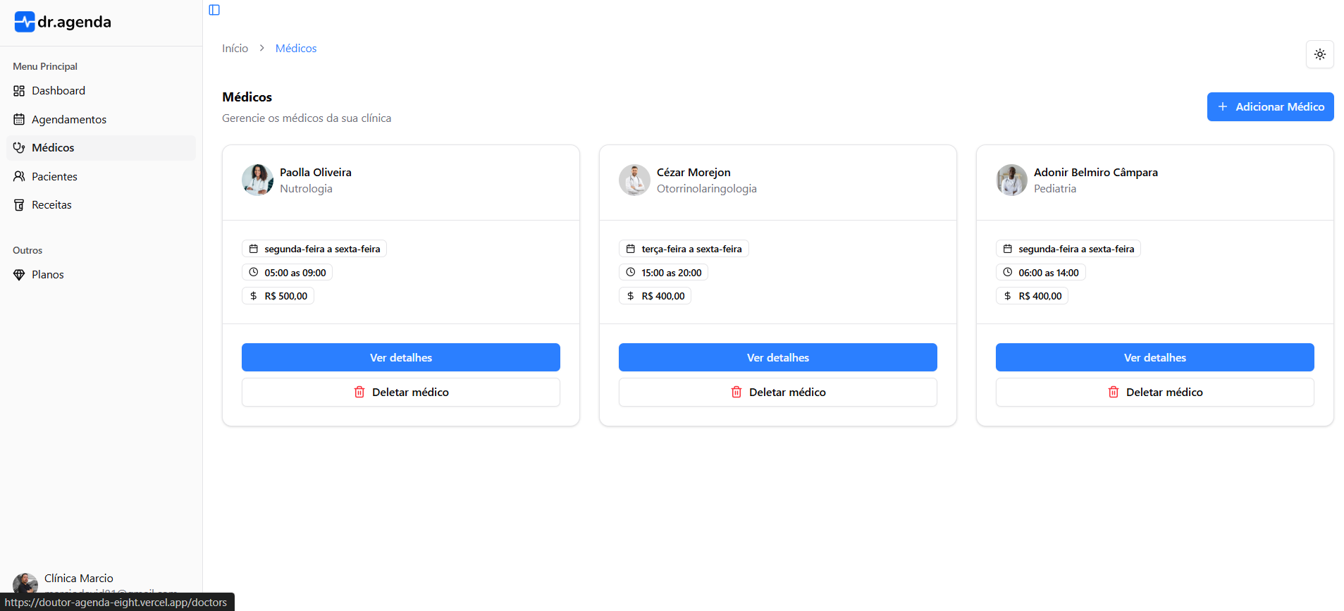 Cadastro de médicos