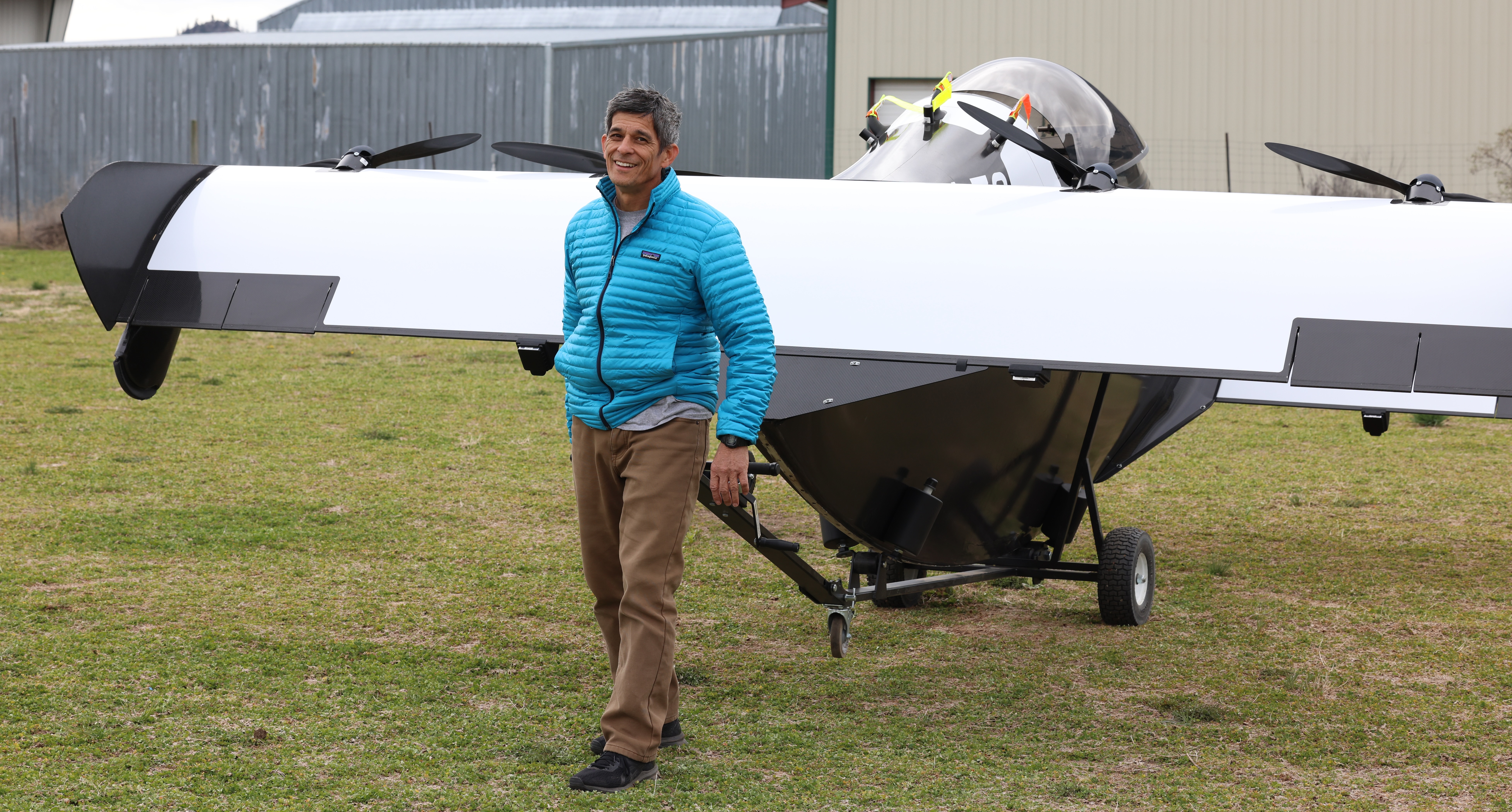 Pivotal pilot Tim Lum pulls his BlackFly aircraft. 