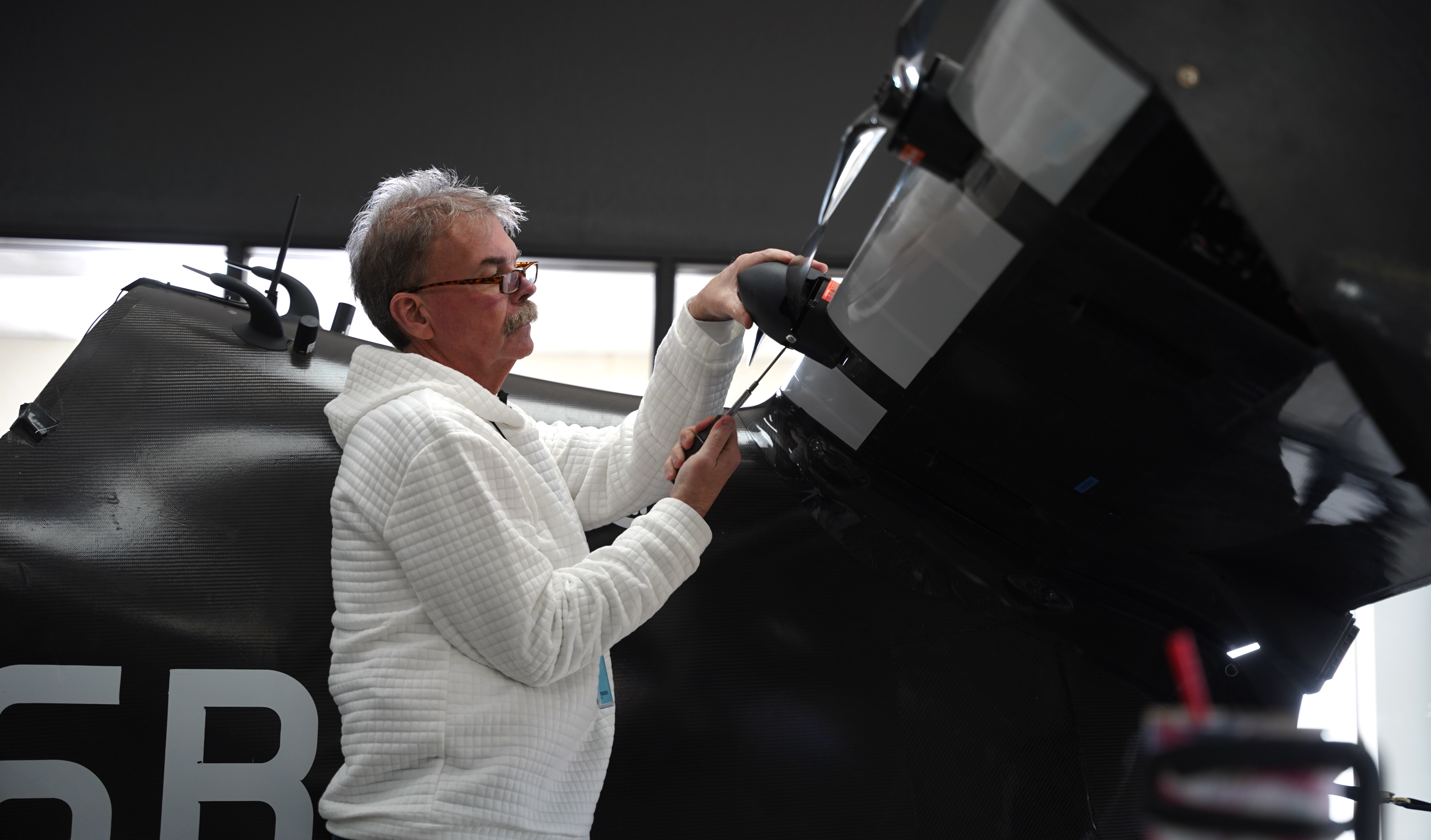 Pivotal customer Dean Owen completing hands-on aircraft training at Pivotal's headquarters.