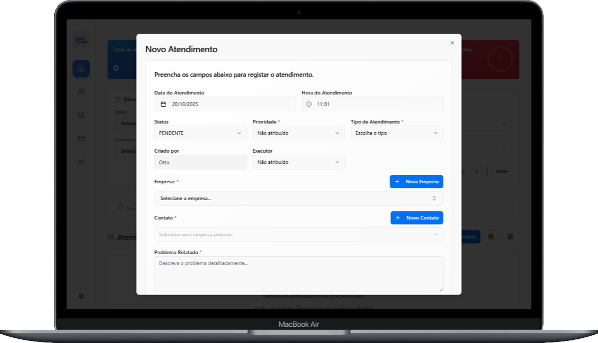 Imagem da seção Creating a ticket