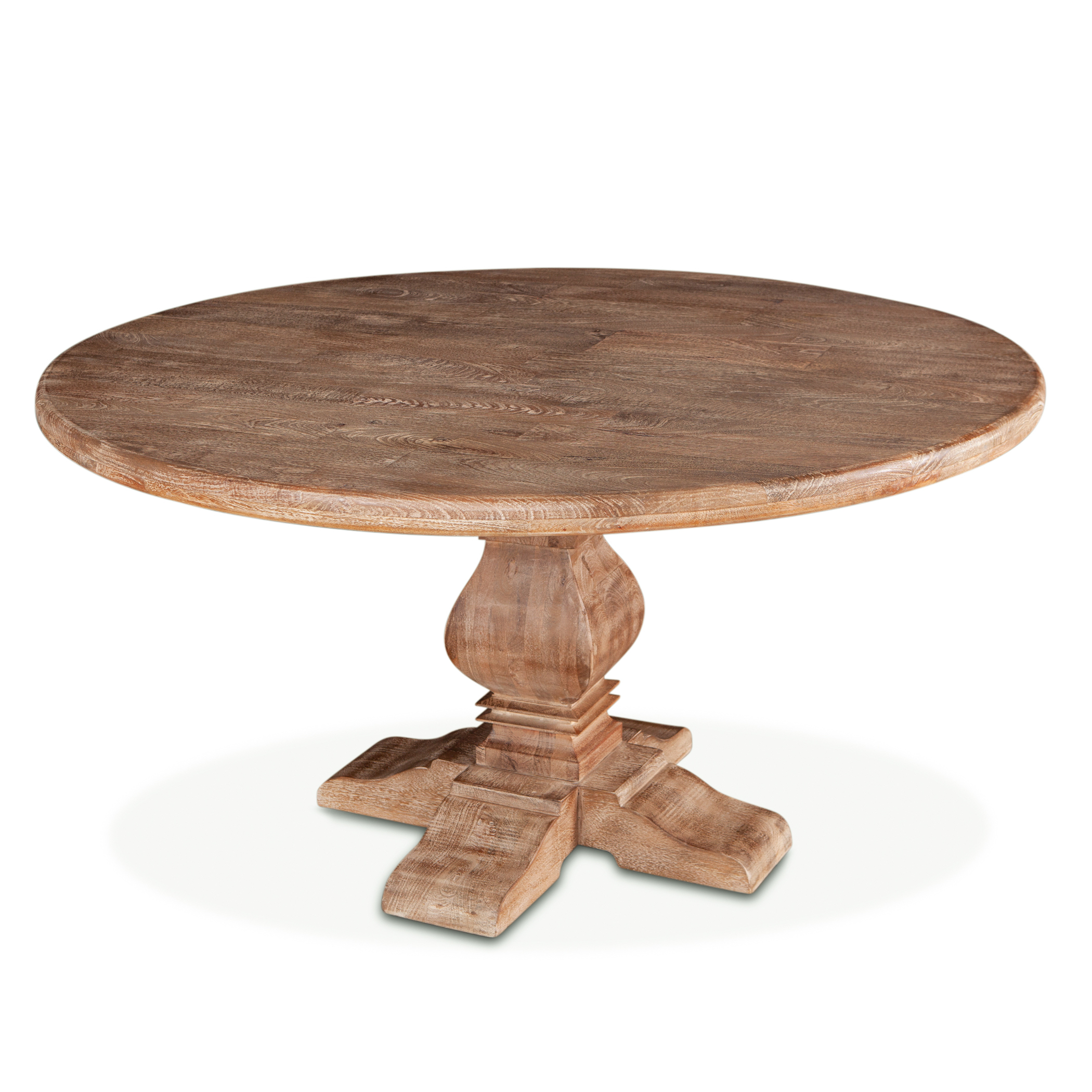 Pengrove 54" Round Antique Oak Mango Wood Dining Table