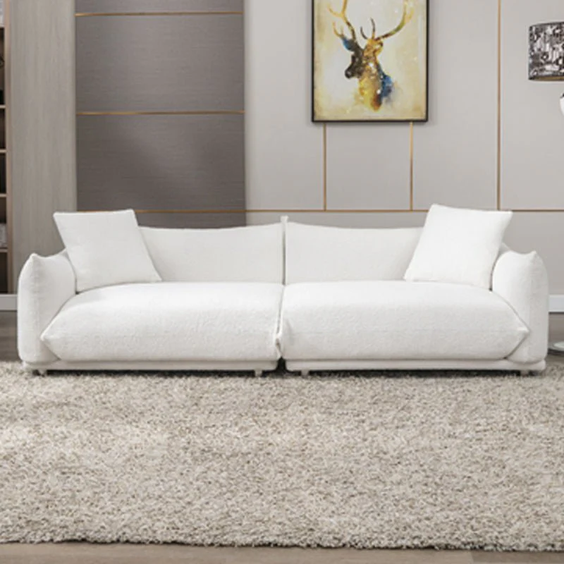 Mjkone Mid Century Lambswool Cloud Loveseat Sofa with 2 Pillows