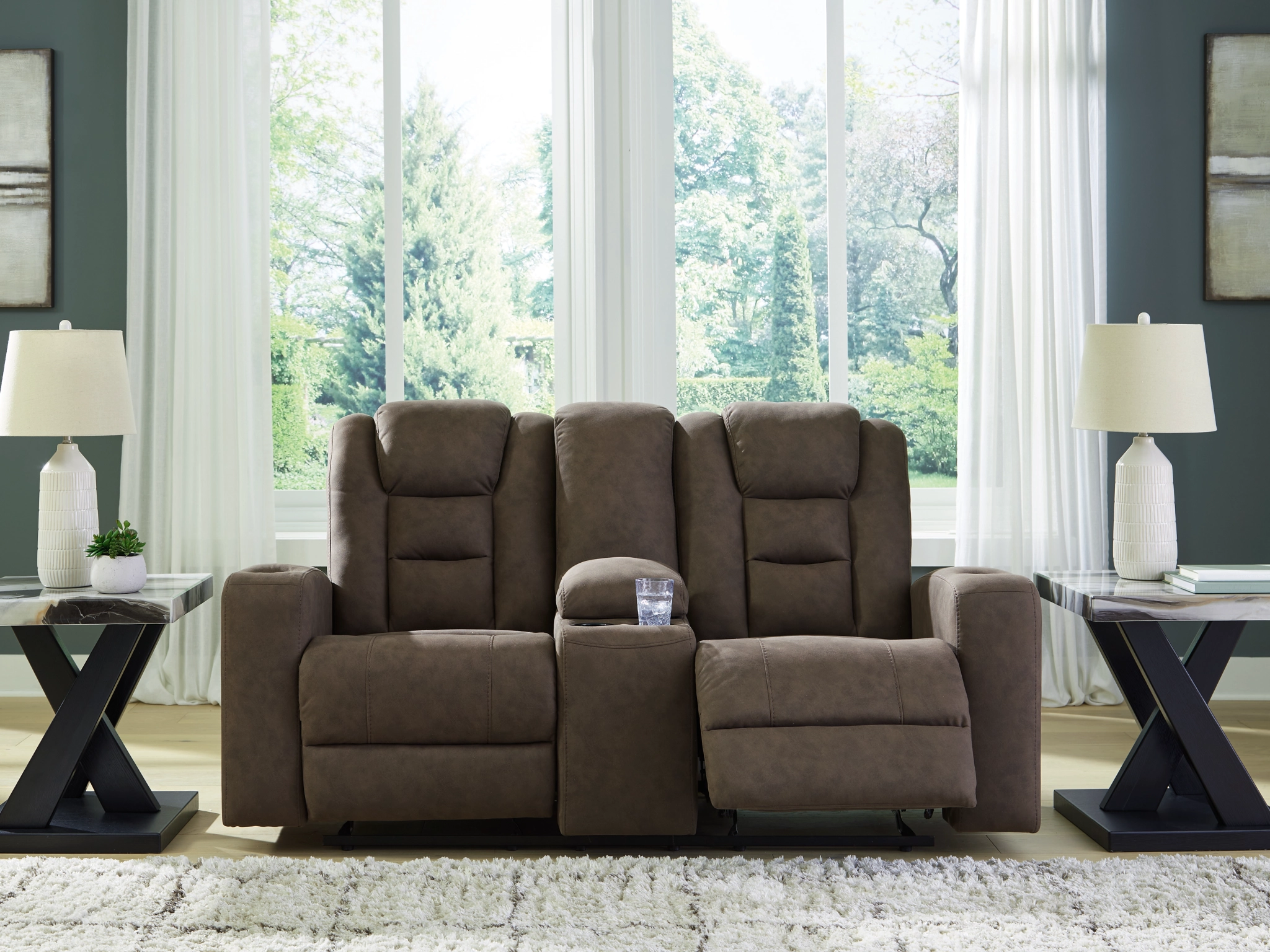 Mayhem Madness Manual Glider Reclining Loveseat with Console