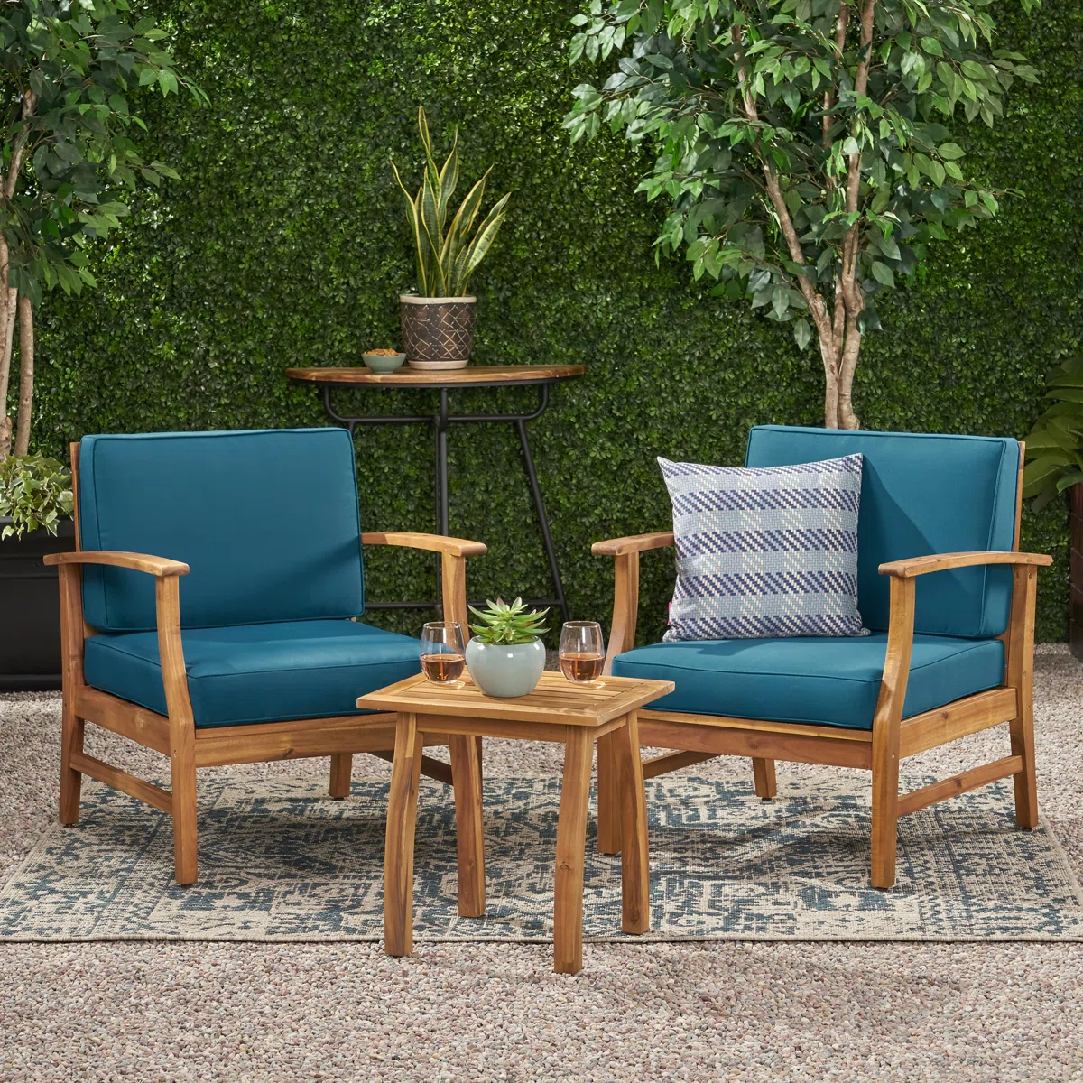 Bevelyn Acacia 2 - Person Patio Conversation Sets with Cushions