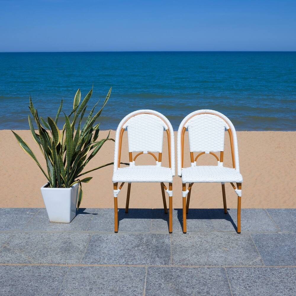 SAFAVIEH California Outdoor Side Chair Set of 2 (Fully Assembled) - 20 in. W x 22 in. D x 35 in. H - White