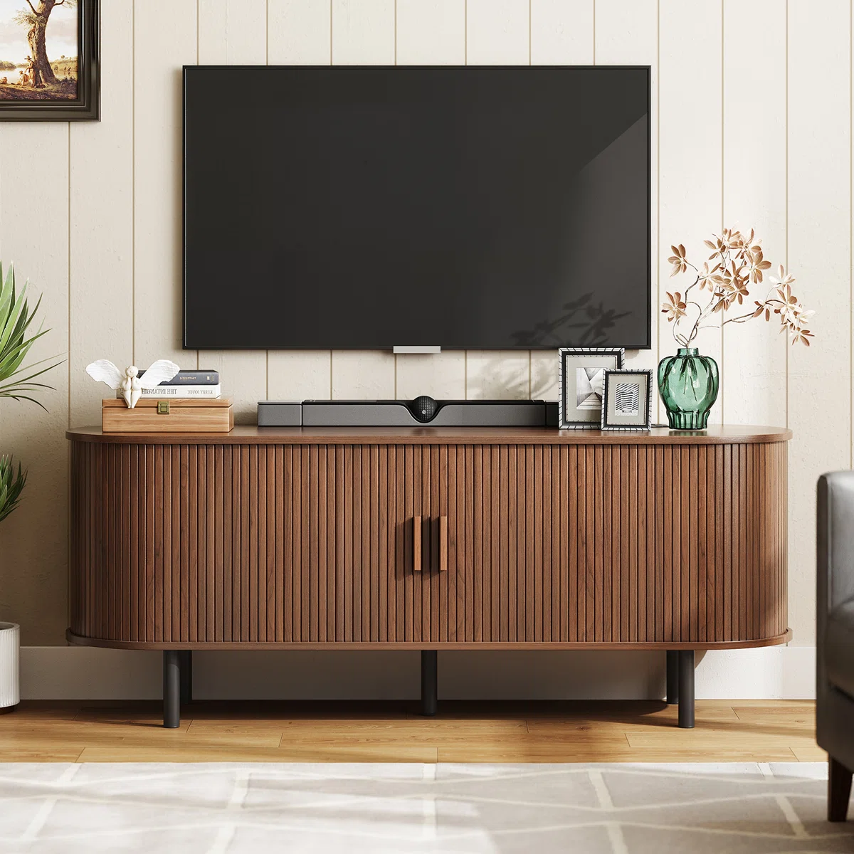 Jalonda Modern Wood TV Stand with Storage and Shelves to Fit up to 80" TVs