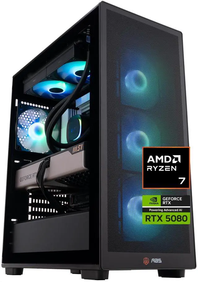 ABS Stratos Ruby Gaming PC - Windows 11 - AMD Ryzen 7 9800X3D - GeForce RTX 5080 - DLSS 4 - AI-Powered Performance - 32GB DDR5 6400 - 2TB M.2 NVMe SSD - SR9800X3D50802