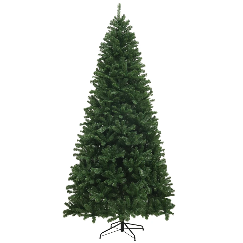HOMCOM 9ft Artificial Christmas Trees with 2132 Branch Tips, Auto Open and Steel Base, Green