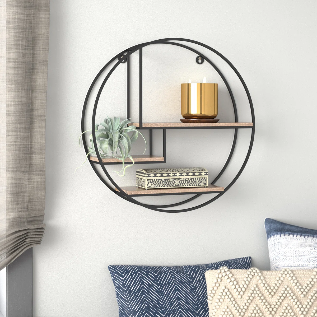 Aberdeen 3 Piece Circle Solid Wood Wall Mounted Shelf