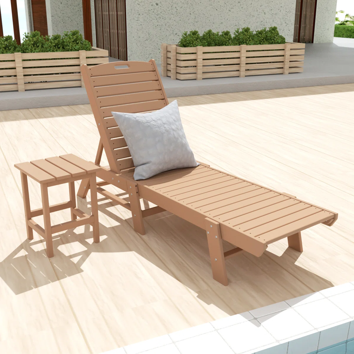 Shavon Outdoor Chaise Lounge with Table