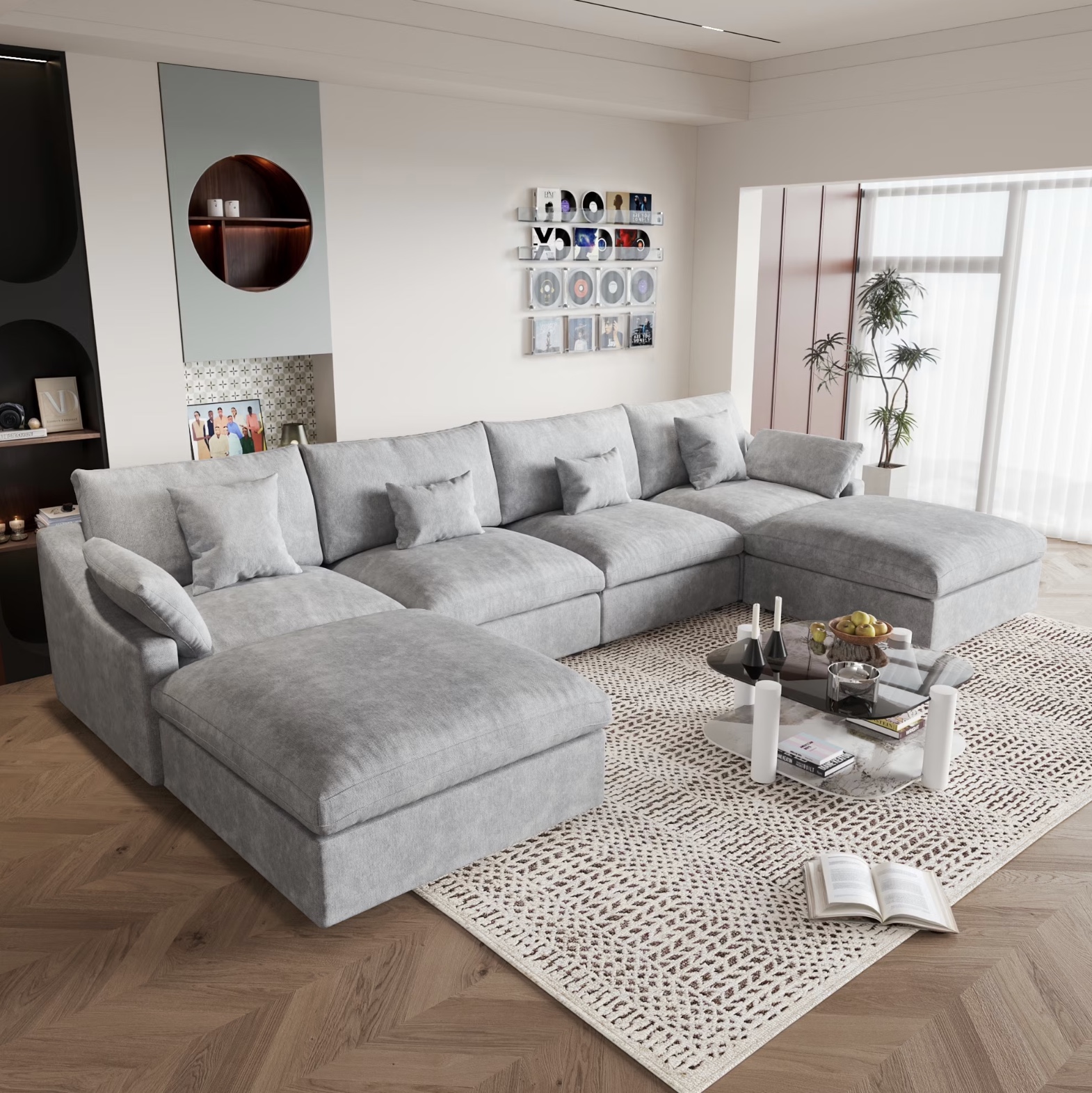 120" U-Shaped Cloud Couch Sectional