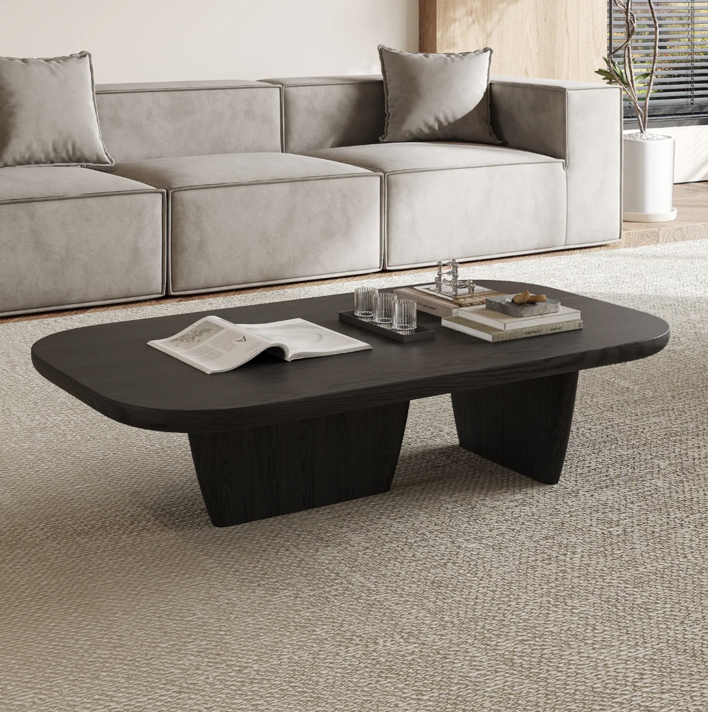 Modern Natural Oak Oval Coffee Table