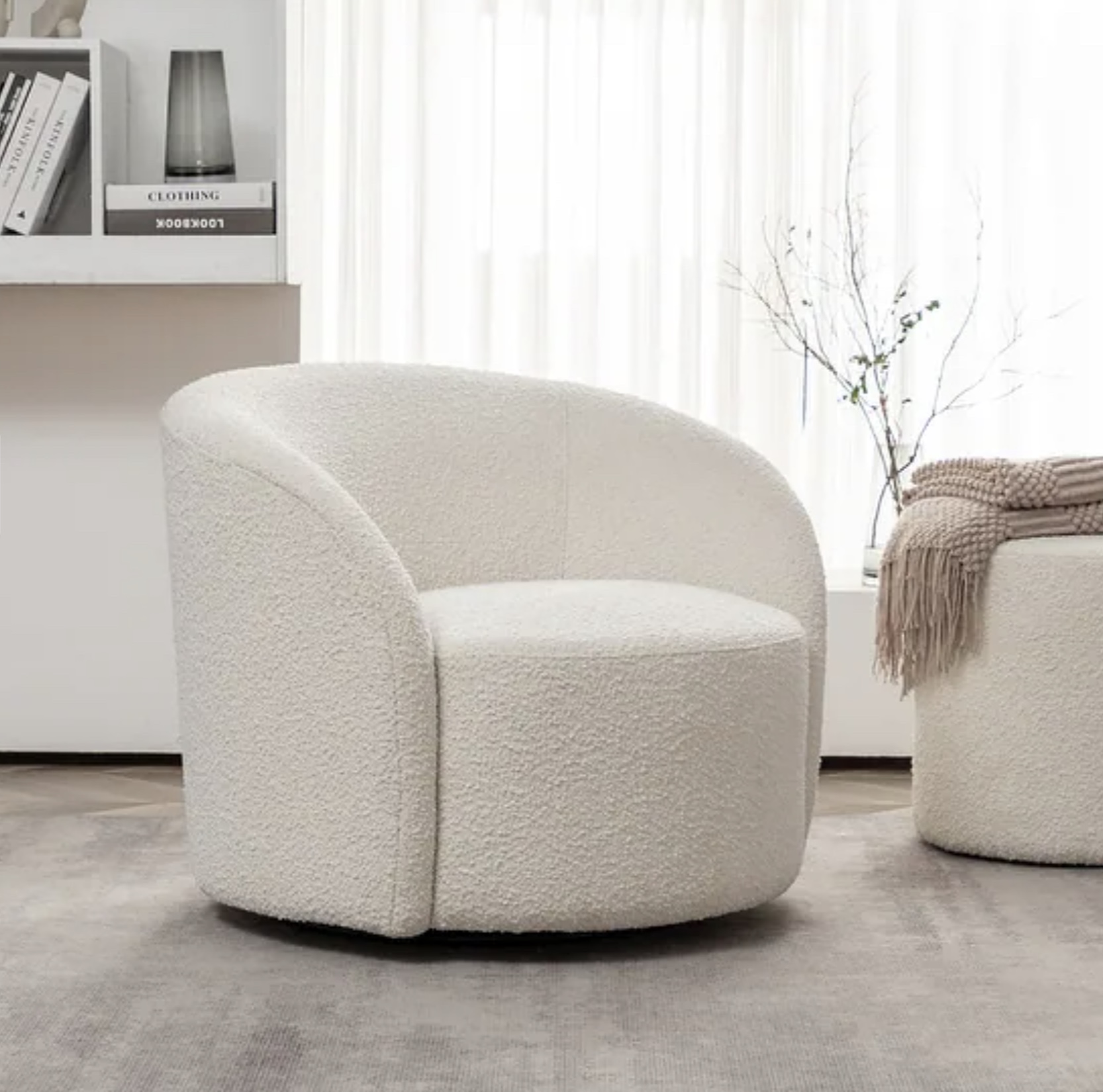 Upholstered Swivel Barrel Accent Chair