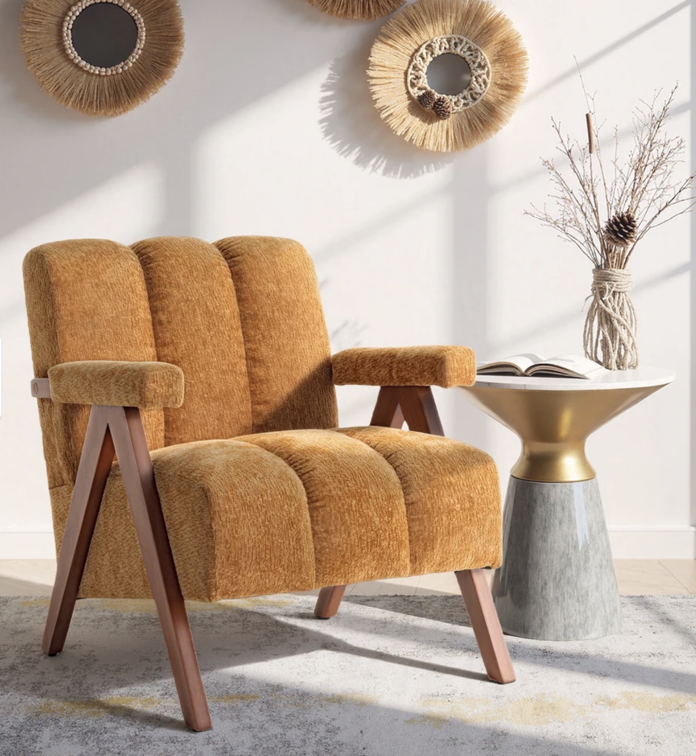 Mid Century Modern Chenille Accent Chair