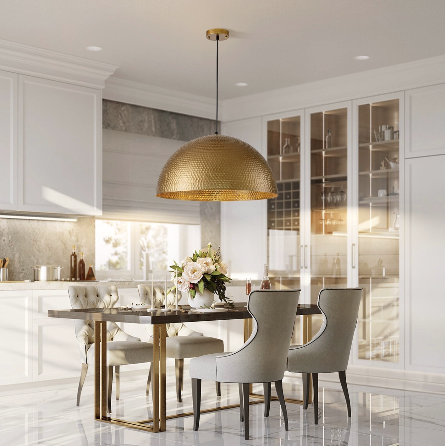 Modern Industrial Oversized Dome Pendant Light (Antique Gold)