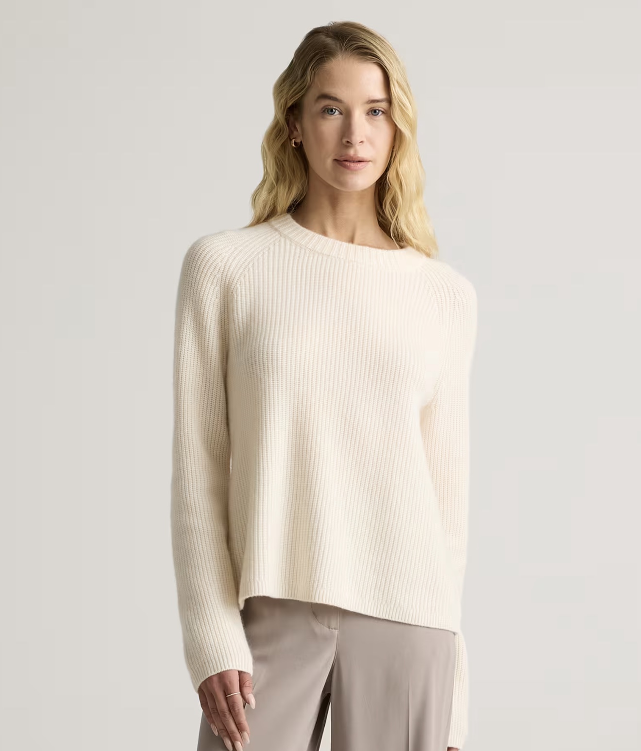 Mongolian Cashmere Fisherman Crewneck Sweater