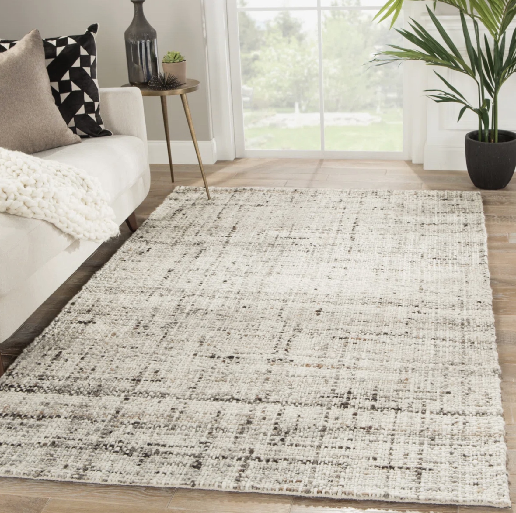 Elya Handmade Dhurrie Wool Gray Area Rug