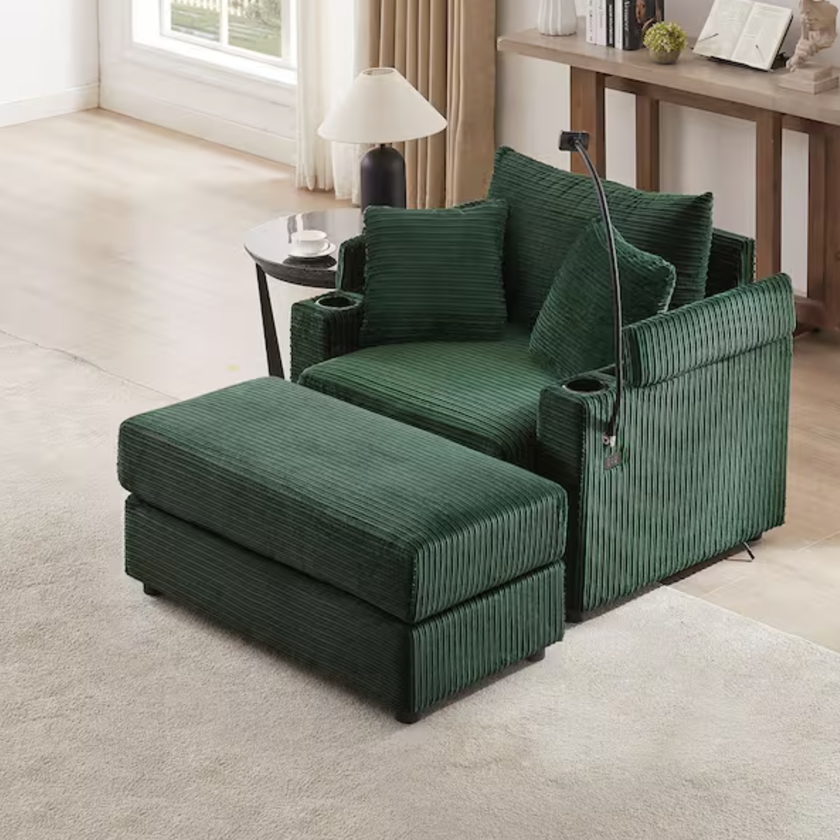 Square Arm Corduroy Fabric Rectangle Sofa