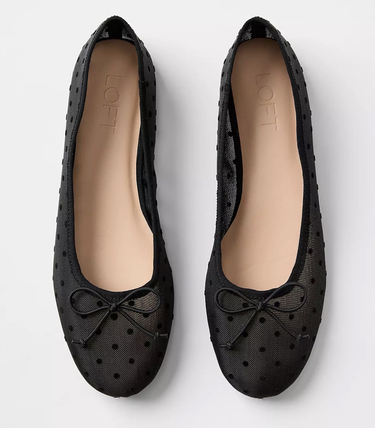 Velvet Dotted Mesh Ballet Flats