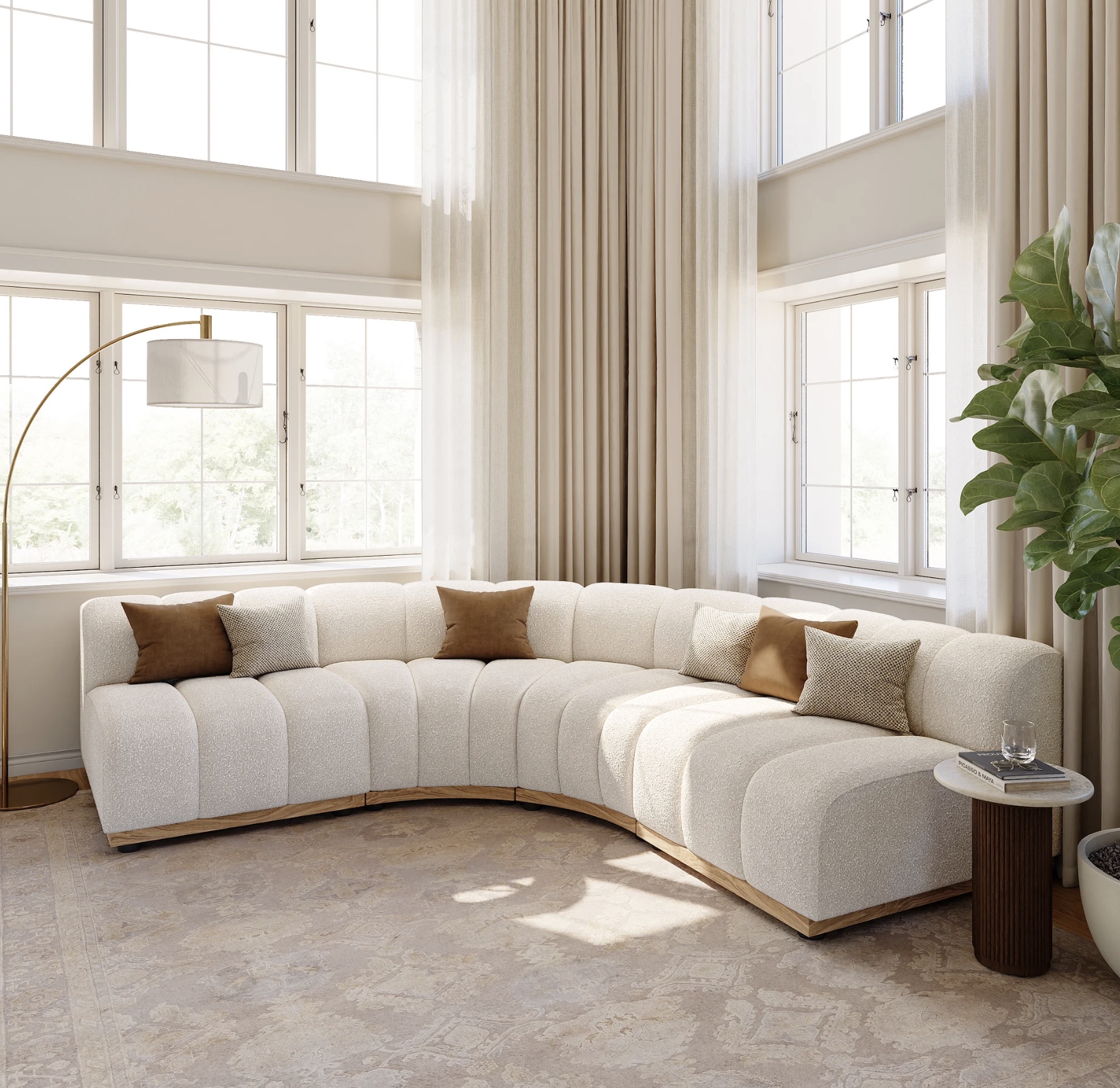 Curved Boucle Performance Sofa