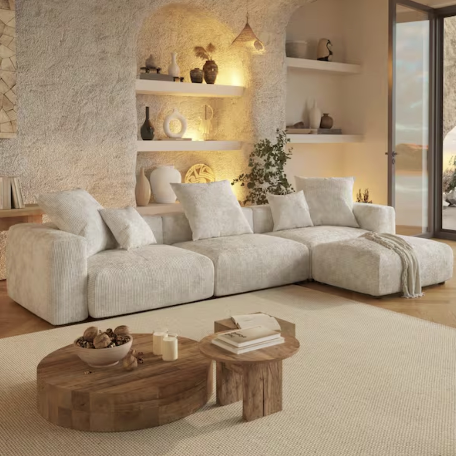 Modular Oversized Floor Sofa and Ottoman