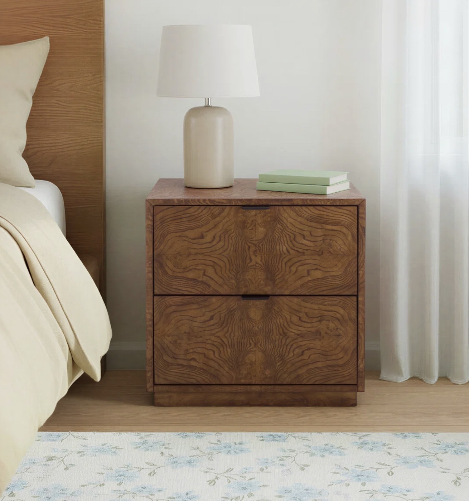 Frankie Burl 2-Drawer Nightstand