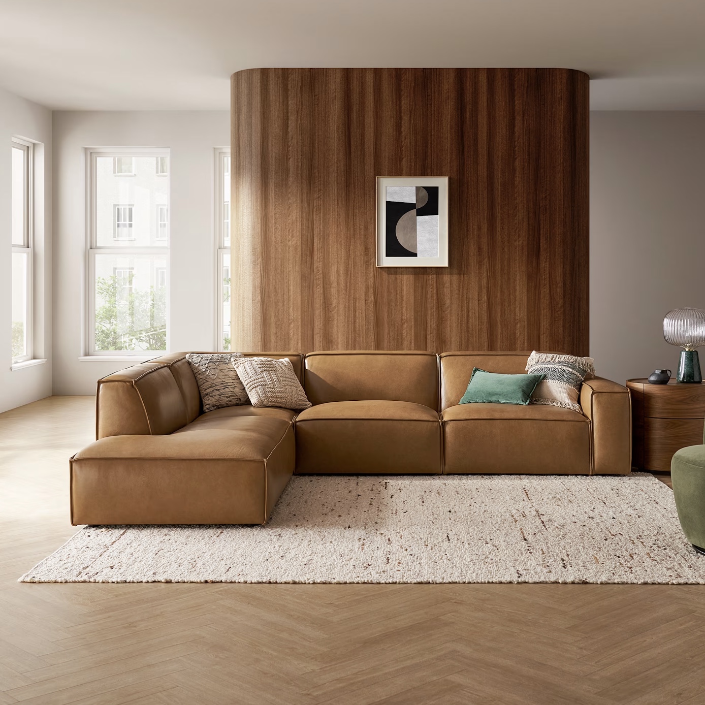 Jonathan Leather Extended Side Chaise Sectional