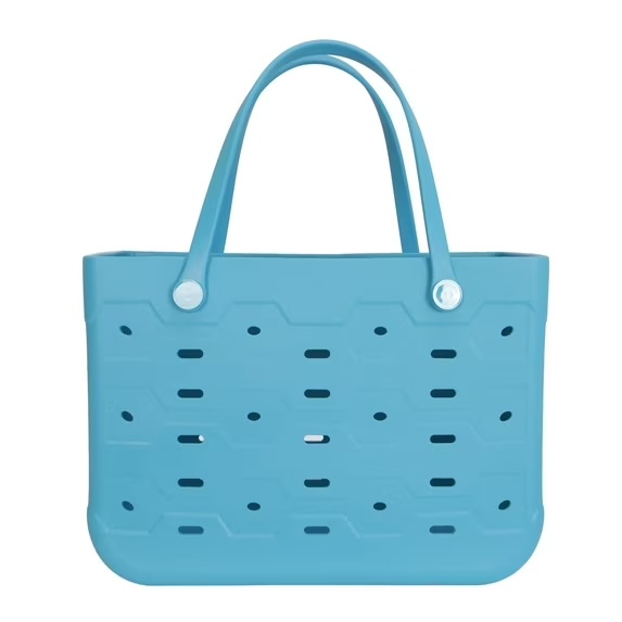 Mainstays All Purpose, Large EVA Flex Tote – 18in W x 8.75in D x 13in H – Waterproof, Washable - Cool Water