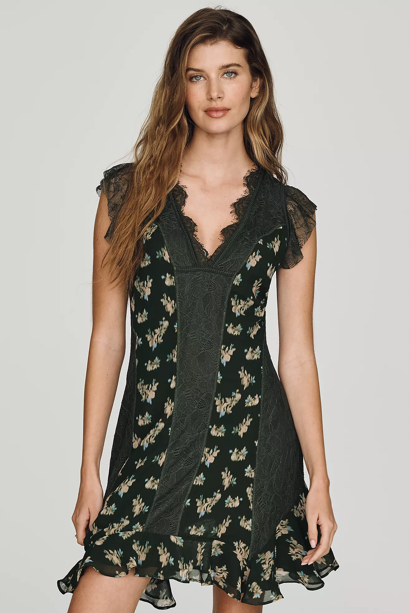 By Anthropologie Seamed Flutter Sleeve Dress