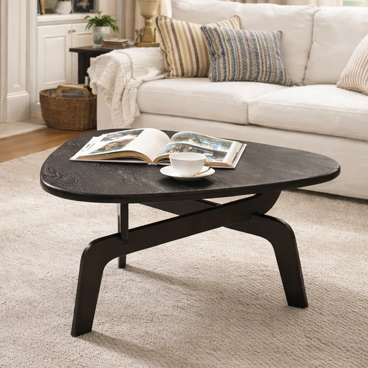 31.7" Triangular Sculptural Coffee Table