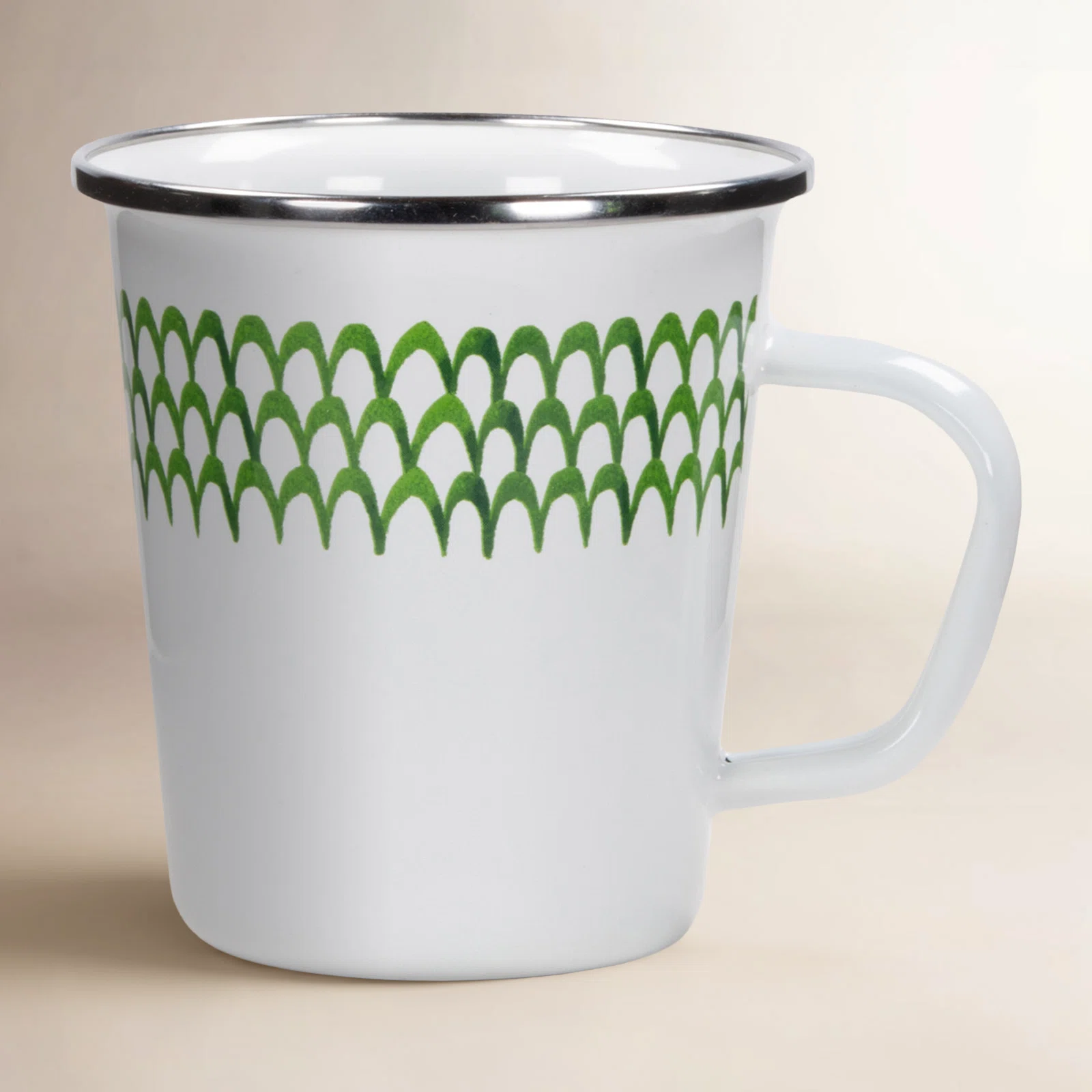 Green Scallop Enamelware Mug (Set of 4)