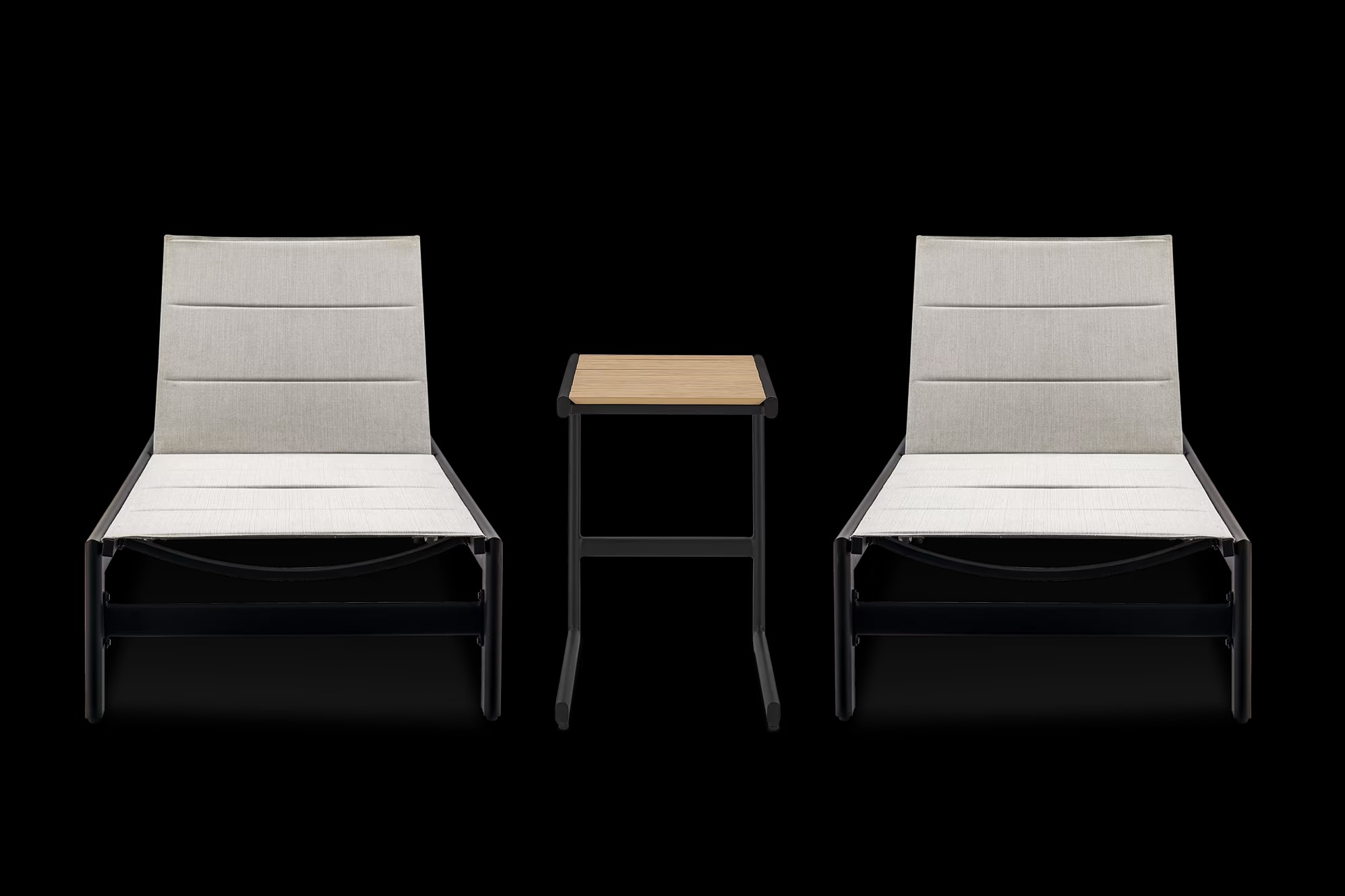 Sorrento Outdoor 2 Chaise Lounges & C-Side Table Set