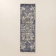 Lavish Hand-Knotted Black Floral Wool Runner Rug 2.5"x8"