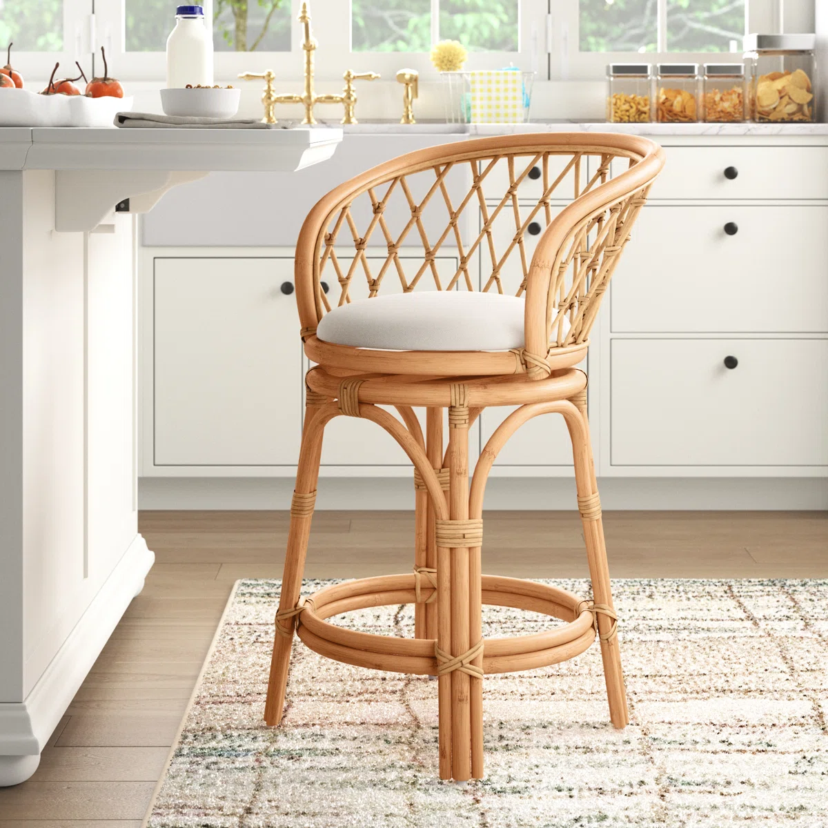 Aamani Swivel Solid Wood 35'' H Counter Stoo
