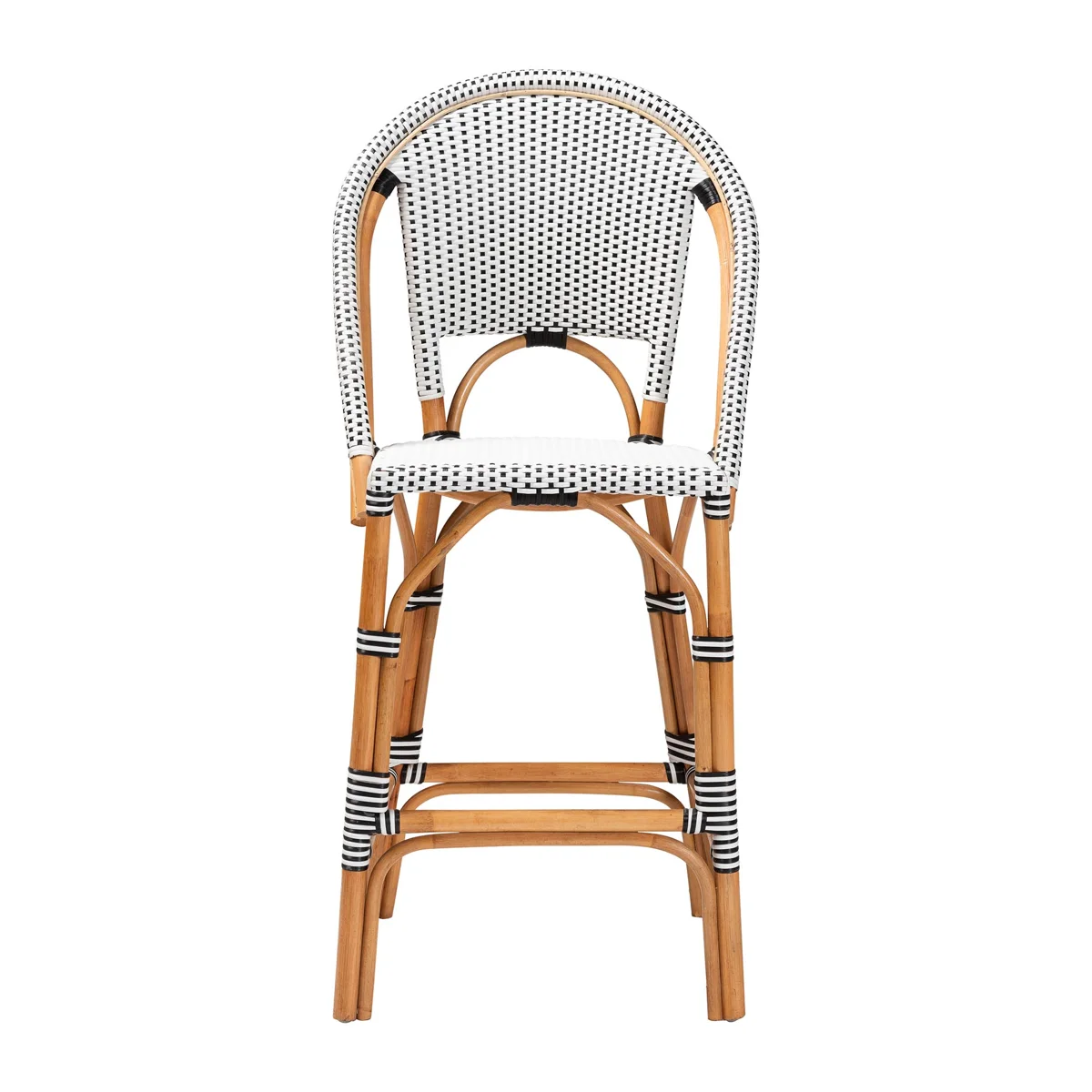 Billingslee Bali & Pari Genica Classic French Two-Tone Weaving And Natural Rattan Bar Stool