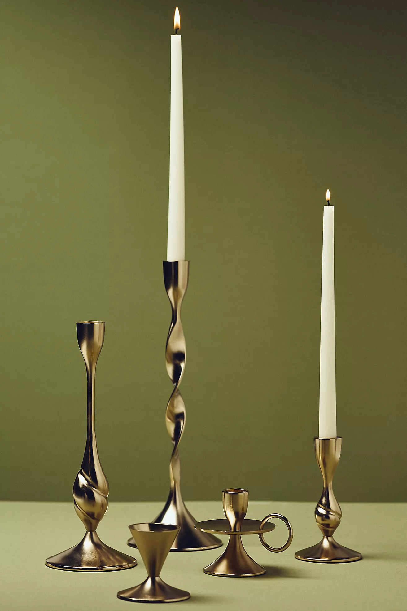 Naya Tinted Brass Lacquer Taper Candle Holder