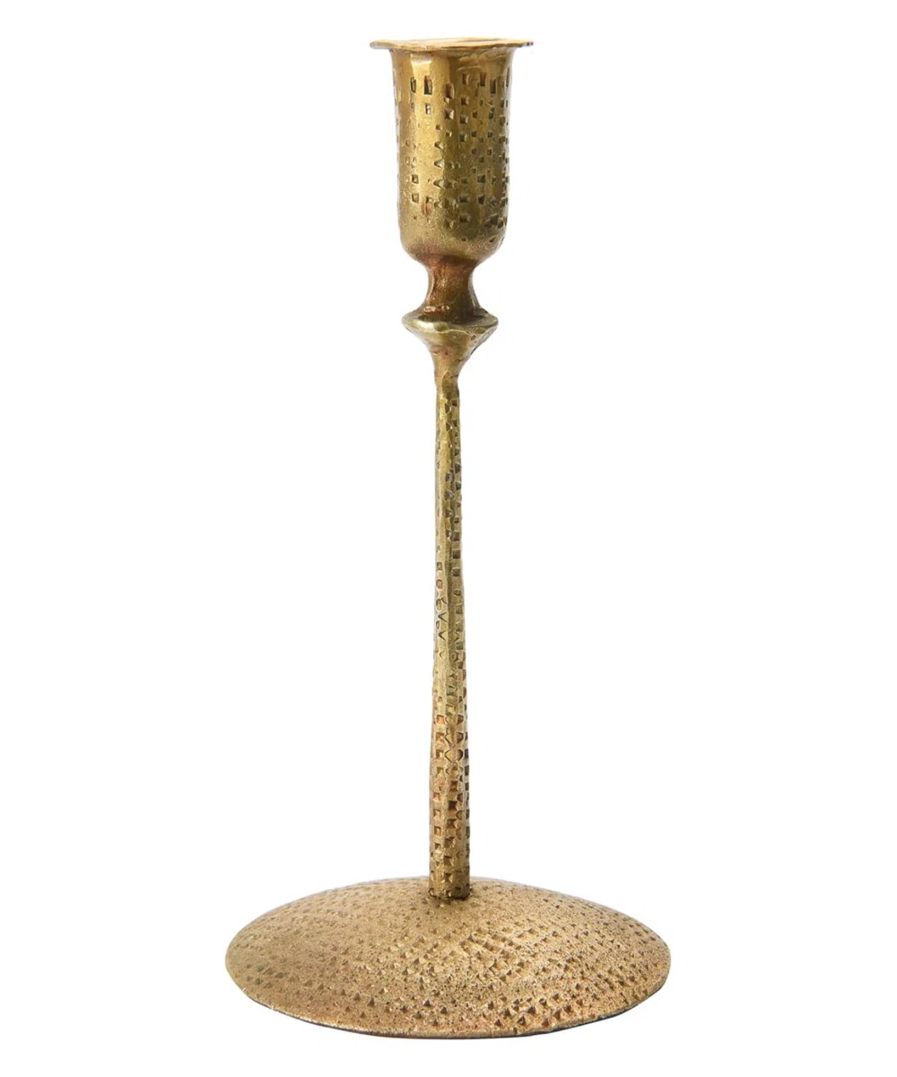 Hand-Forged Hammered Metal Taper, Antique Brass Finish Candle Holder