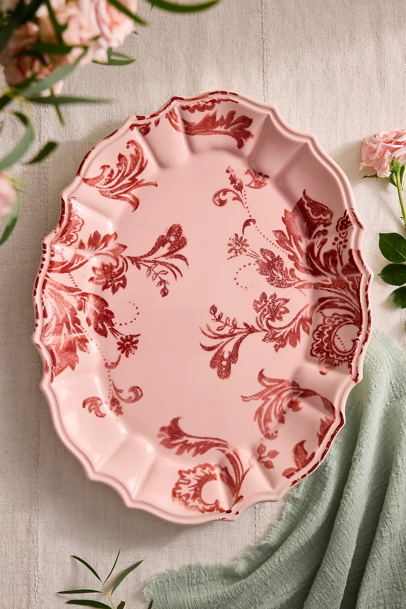 Botanical Silhouette Oval Serving Platter