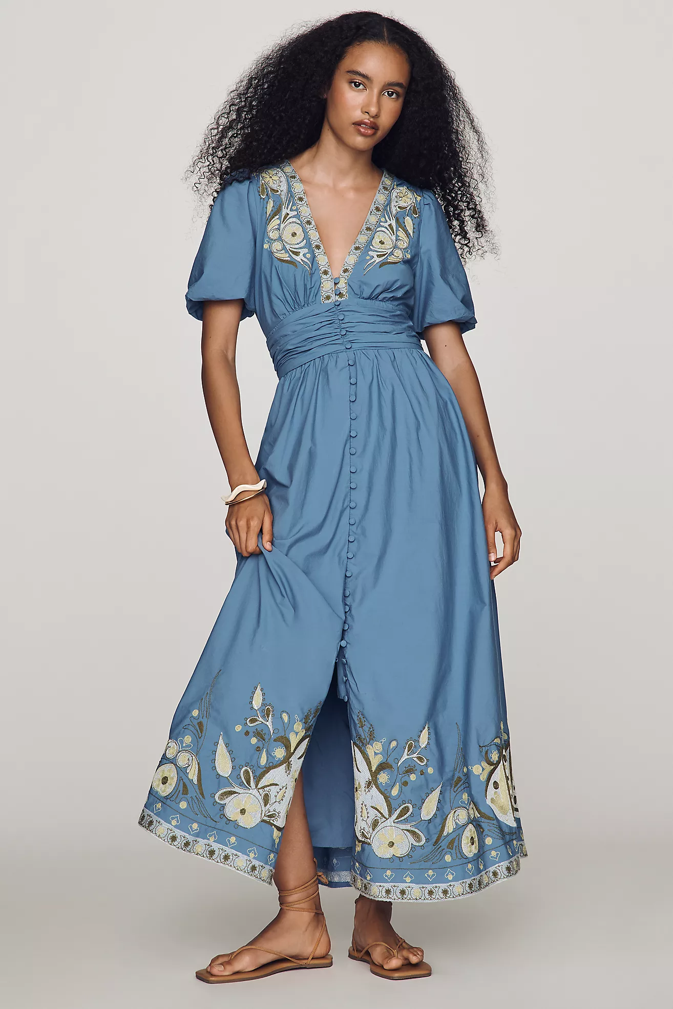 By Anthropologie Katerina Embroidered Maxi Dress