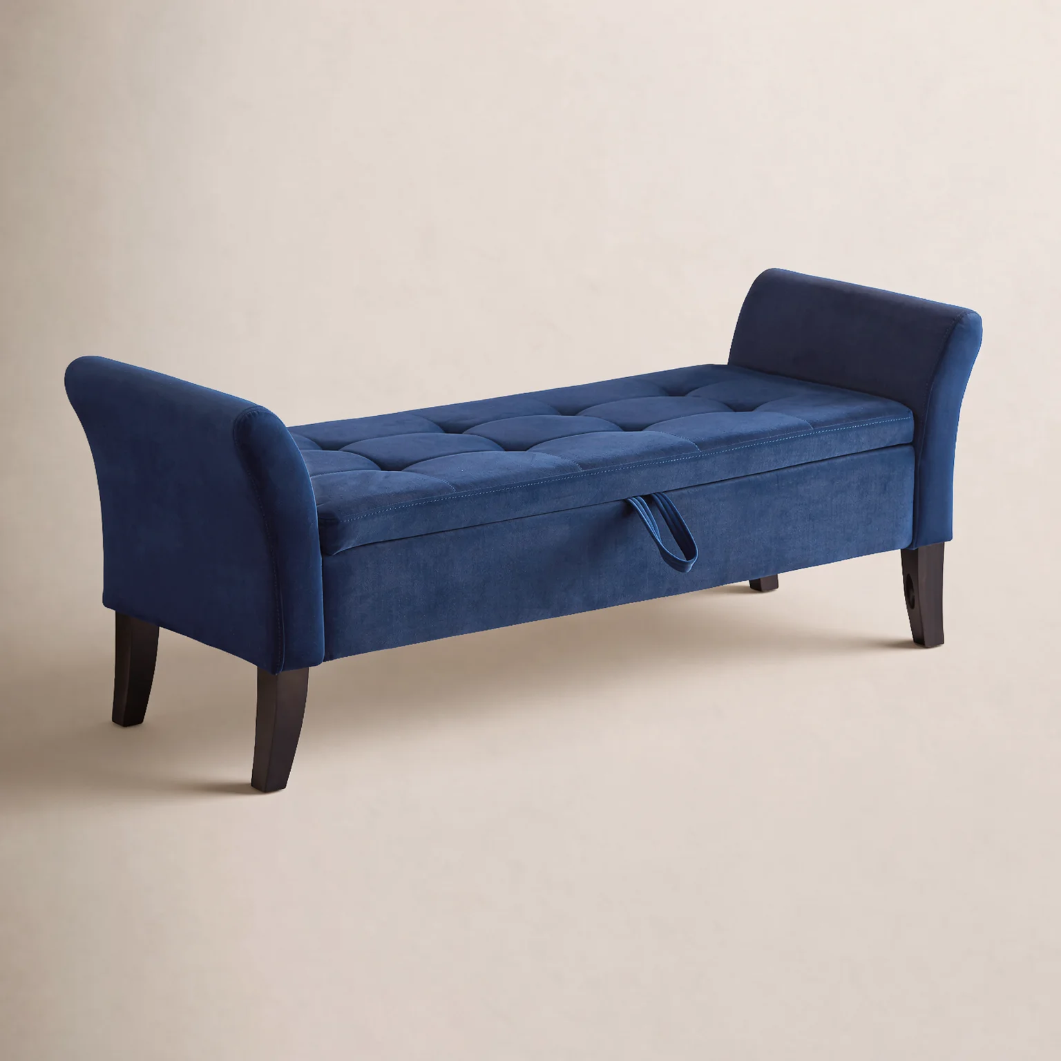 51.5'' Navy Blue Velvet Bed Bench with Storage