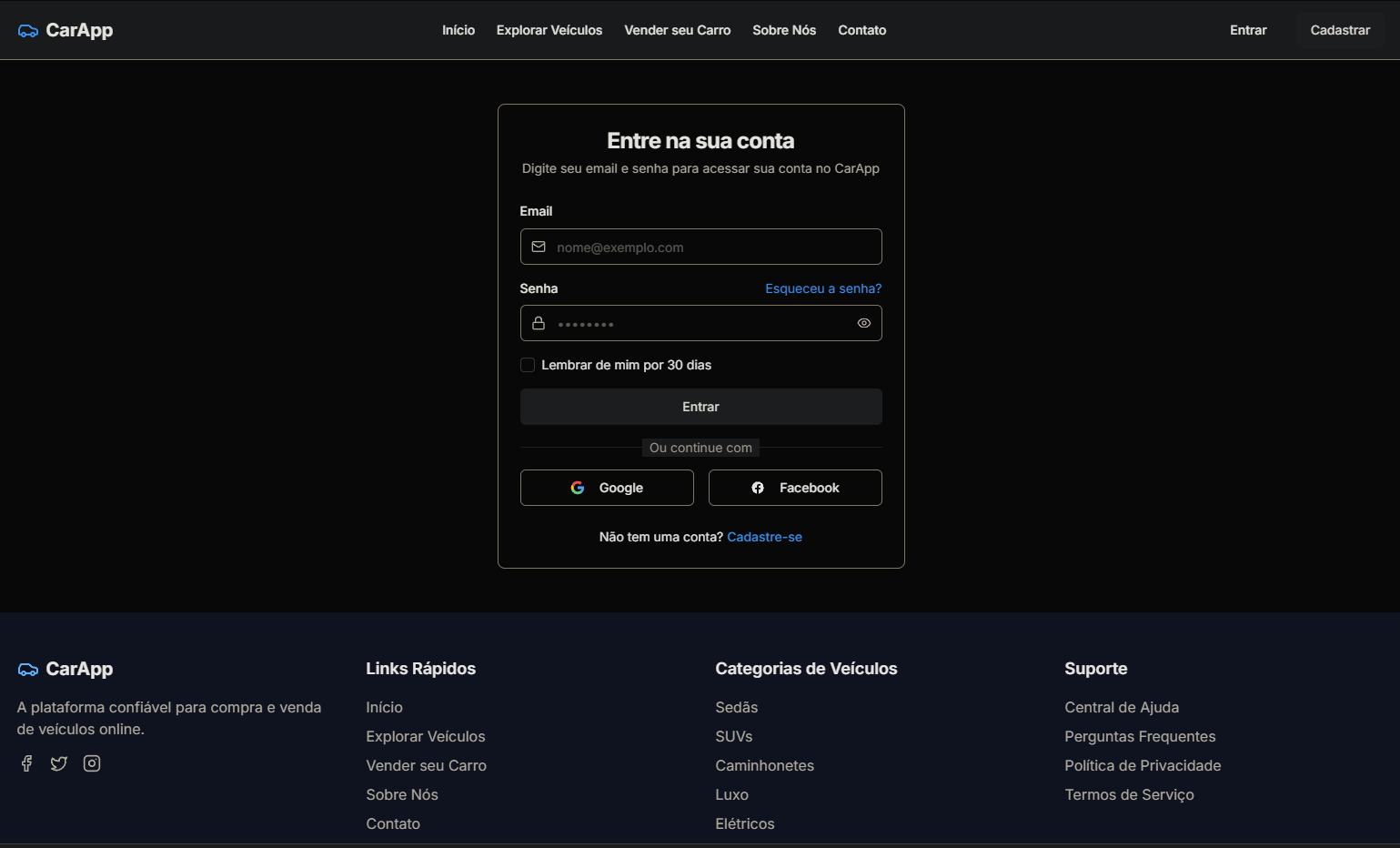 Imagem da sessão Tela de Login